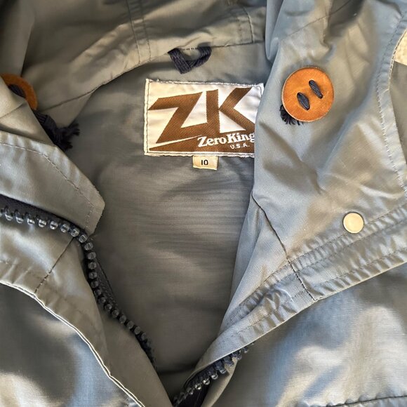 Vintage 60s/70s Zero King Slate Gray Hooded Rain Jacket Sz 10 - Picture 10 of 11